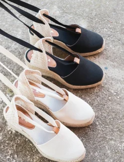 Espadrilla zeppa 5 cm beige tessuto