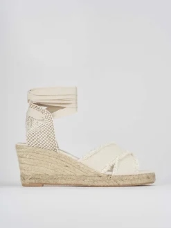 Espadrilla zeppa 6 cm bianco tessuto