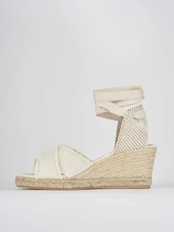 Espadrilla zeppa 6 cm bianco tessuto