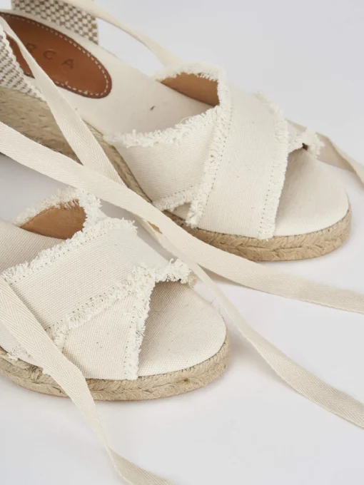 Espadrilla zeppa 6 cm bianco tessuto