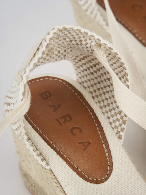 Espadrilla zeppa 6 cm bianco tessuto