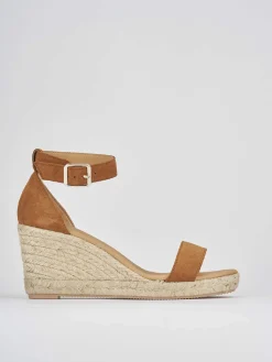 Espadrilla zeppa 8 cm marrone camoscio