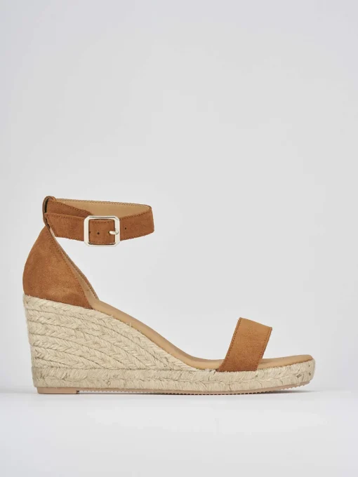 Espadrilla zeppa 8 cm marrone camoscio