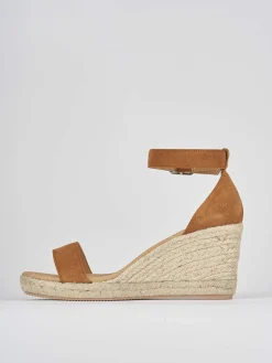 Espadrilla zeppa 8 cm marrone camoscio