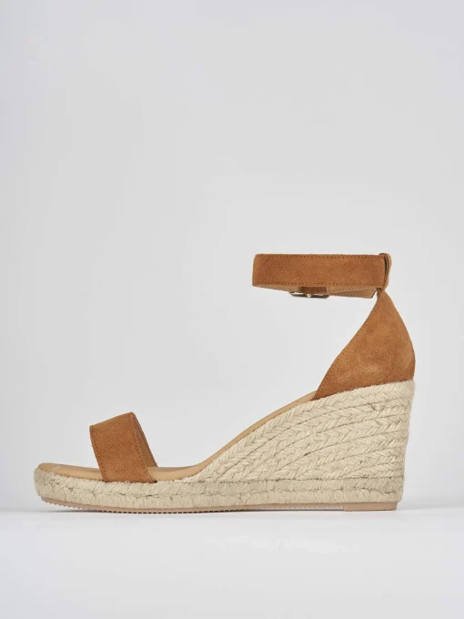 Espadrilla zeppa 8 cm marrone camoscio