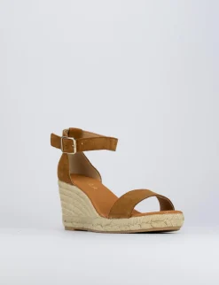 Espadrilla zeppa 8 cm marrone camoscio