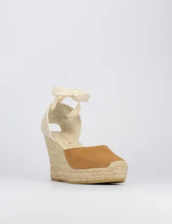 Espadrilla zeppa 8 cm marrone camoscio