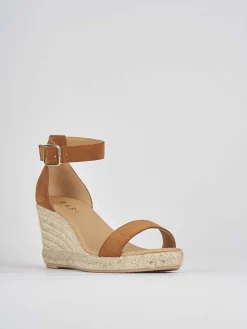 Espadrilla zeppa 8 cm marrone camoscio