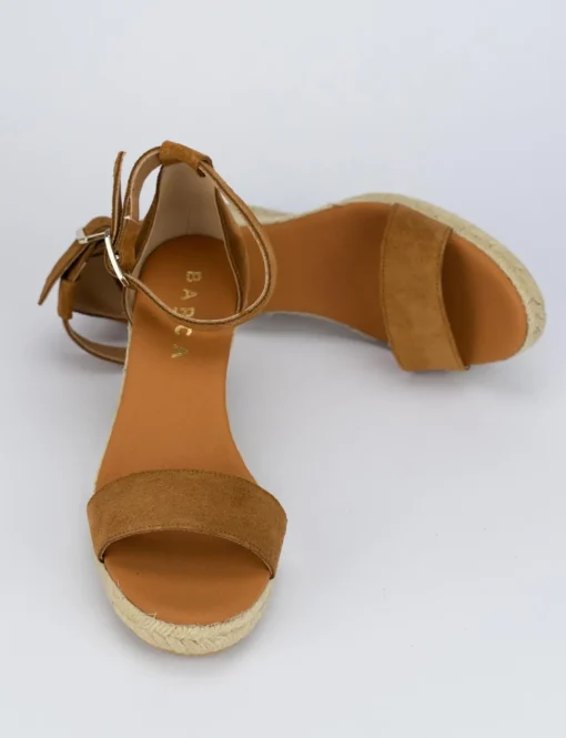 Espadrilla zeppa 8 cm marrone camoscio