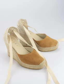 Espadrilla zeppa 8 cm marrone camoscio