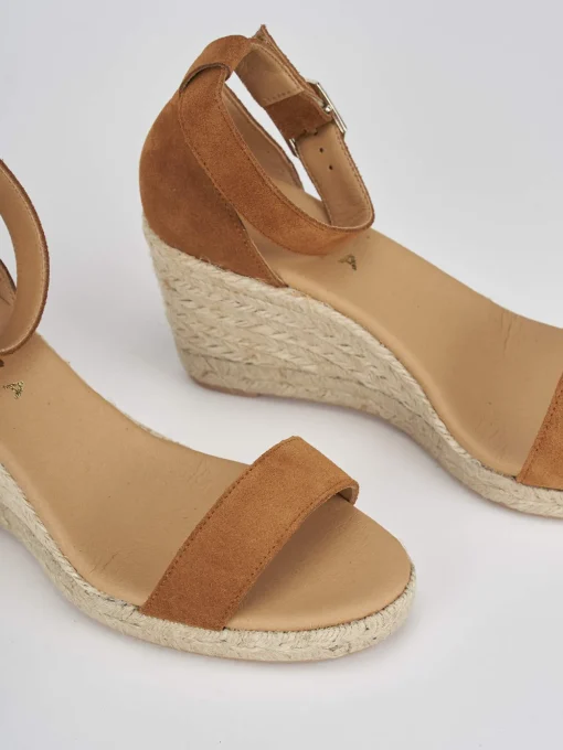 Espadrilla zeppa 8 cm marrone camoscio