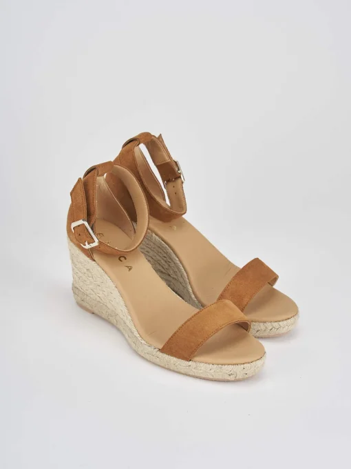 Espadrilla zeppa 8 cm marrone camoscio