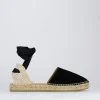 Espadrilla zeppa 2 cm nero camoscio