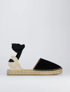 Espadrilla zeppa 2 cm nero camoscio