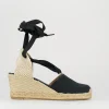 Espadrilla zeppa 5 cm nero tessuto