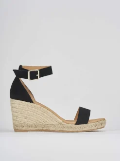 Espadrilla zeppa 8 cm nero camoscio