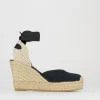 Espadrilla zeppa 9 cm nero tessuto