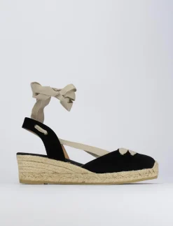 Espadrilla zeppa 3 cm nero camoscio
