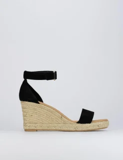 Espadrilla zeppa 8 cm nero camoscio