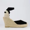 Espadrilla zeppa 8 cm nero camoscio