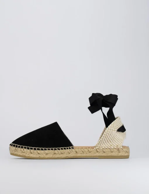 Espadrilla zeppa 2 cm nero camoscio