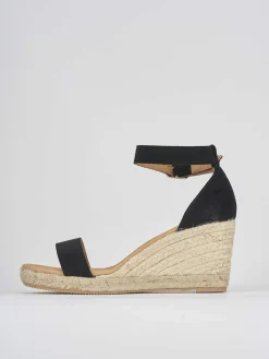 Espadrilla zeppa 8 cm nero camoscio