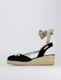 Espadrilla zeppa 3 cm nero camoscio