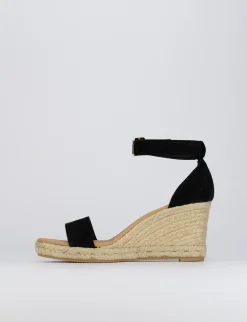 Espadrilla zeppa 8 cm nero camoscio
