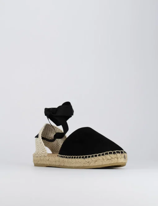 Espadrilla zeppa 2 cm nero camoscio