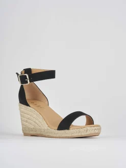 Espadrilla zeppa 8 cm nero camoscio