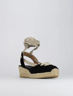 Espadrilla zeppa 3 cm nero camoscio