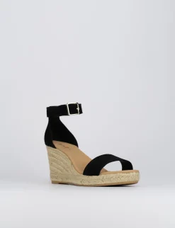 Espadrilla zeppa 8 cm nero camoscio