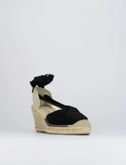 Espadrilla zeppa 8 cm nero camoscio