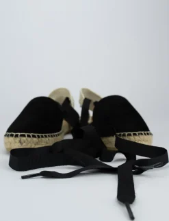 Espadrilla zeppa 2 cm nero camoscio