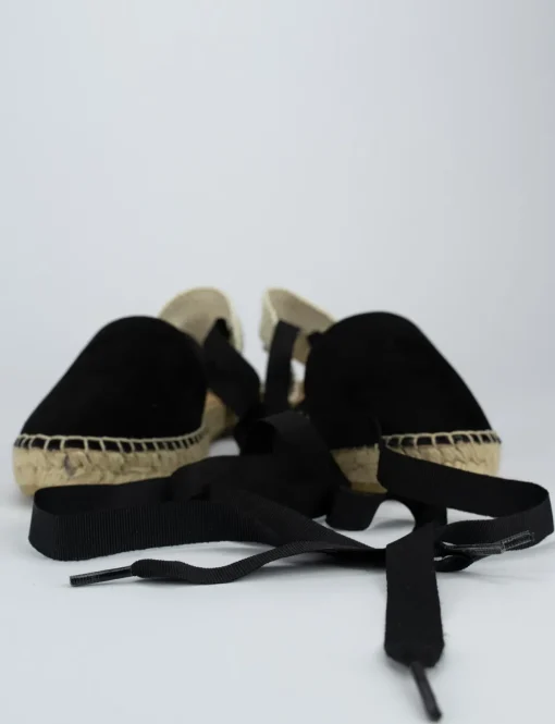 Espadrilla zeppa 2 cm nero camoscio