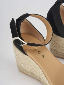 Espadrilla zeppa 8 cm nero camoscio