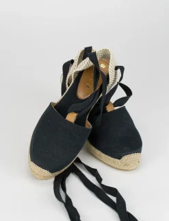Espadrilla zeppa 5 cm nero tessuto