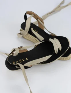 Espadrilla zeppa 3 cm nero camoscio