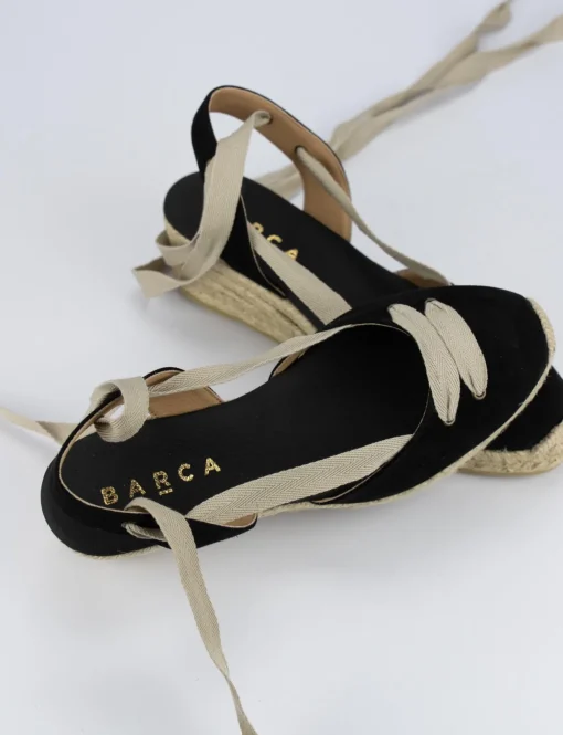 Espadrilla zeppa 3 cm nero camoscio