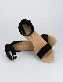 Espadrilla zeppa 8 cm nero camoscio