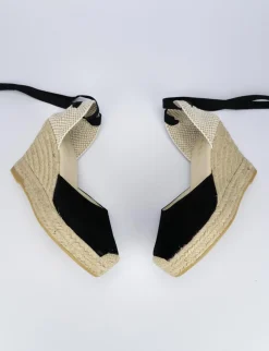 Espadrilla zeppa 8 cm nero camoscio