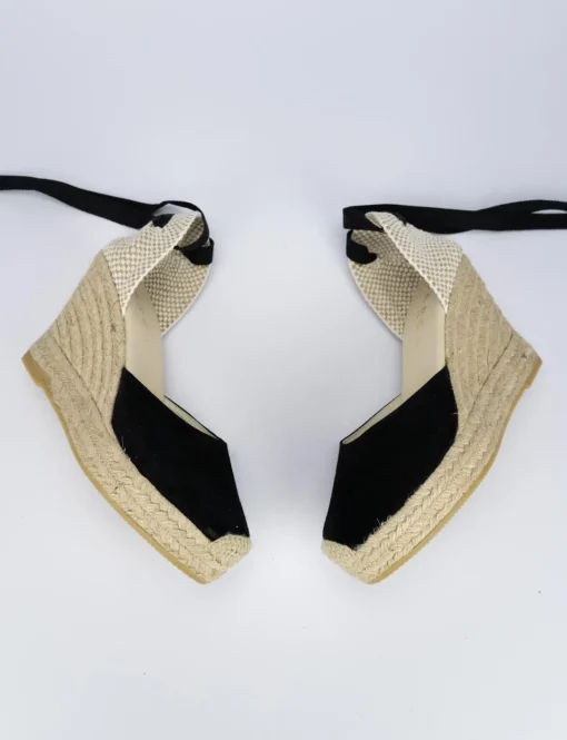 Espadrilla zeppa 8 cm nero camoscio