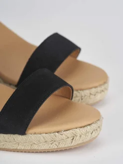 Espadrilla zeppa 8 cm nero camoscio