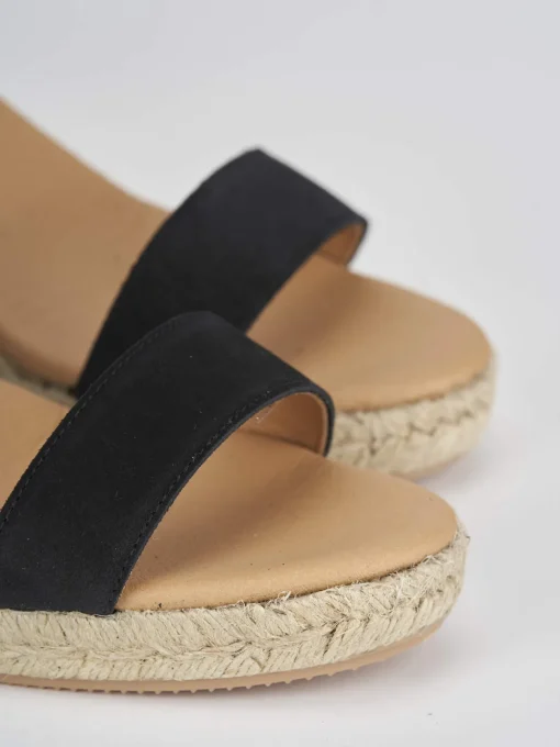 Espadrilla zeppa 8 cm nero camoscio