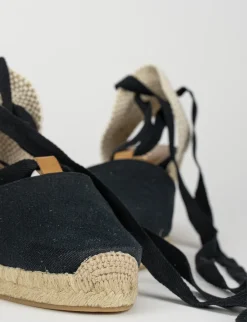 Espadrilla zeppa 5 cm nero tessuto