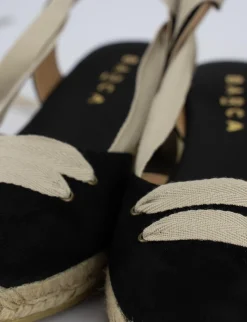 Espadrilla zeppa 3 cm nero camoscio