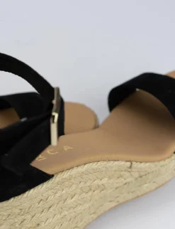 Espadrilla zeppa 8 cm nero camoscio