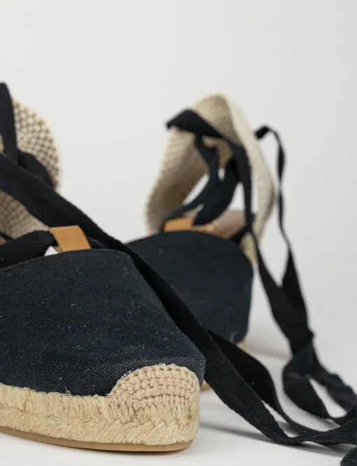 Espadrilla zeppa 5 cm nero tessuto