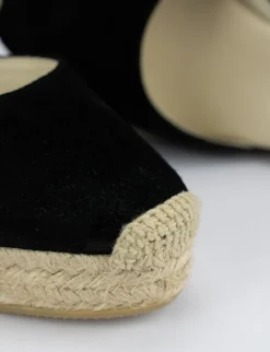 Espadrilla zeppa 8 cm nero camoscio