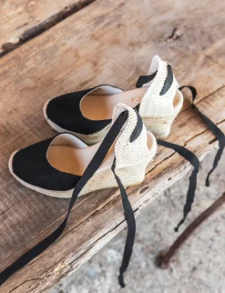 Espadrilla zeppa 8 cm nero camoscio